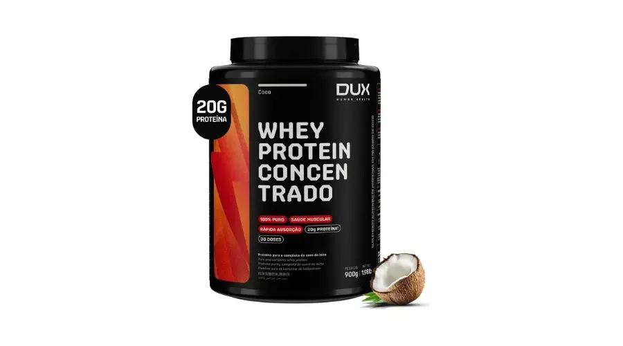 Imagem do anúncio DUX HUMAN HEALTH Whey Protein Concentrado Suplemento 900g Sabor Coco