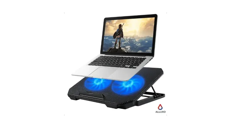 Imagem do anúncio Suporte Notebook Com 2 Cooler Ventoinhas Base Mesa Led Refrigerada Ventilação Silenciosa Cor Preto Led Azul Laptop Notebook Até 17 Polegadas