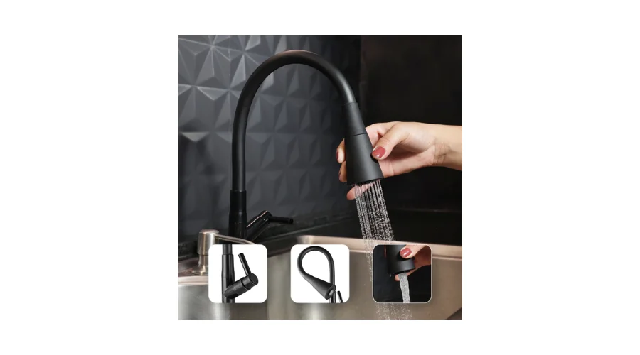 Imagem do anúncio Torneira Gourmet Cozinha Bancada Preta Flexível 2 Jatos ABS Para Pia Mesa Área Gourmet Alta Moderna