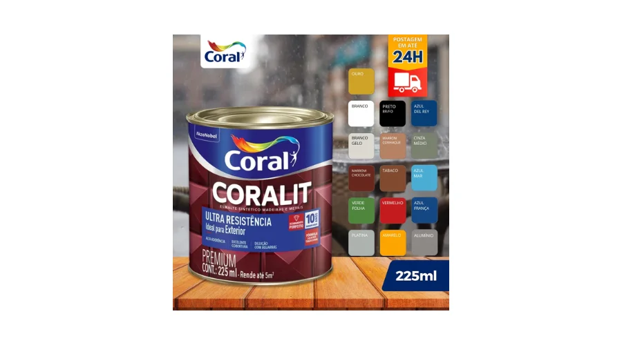 Imagem do anúncio Tinta Esmalte Coralit Madeira e Metais Ultra Resistivo 225ml