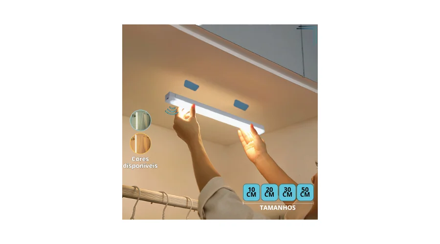 Imagem do anúncio Smart Luminária Inteligente Ultra LED com sensor de movimento sem fio e Recarregável USB fino barra 10/20/30/50c